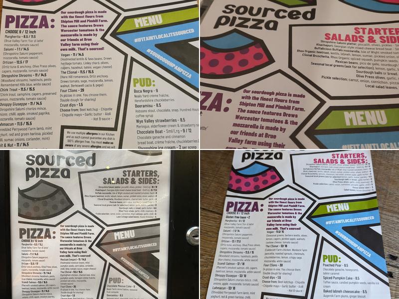 sourCed pizza Menu