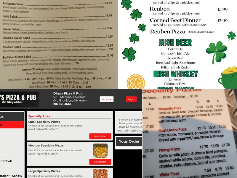 Dina's Pizza & Pub Menu