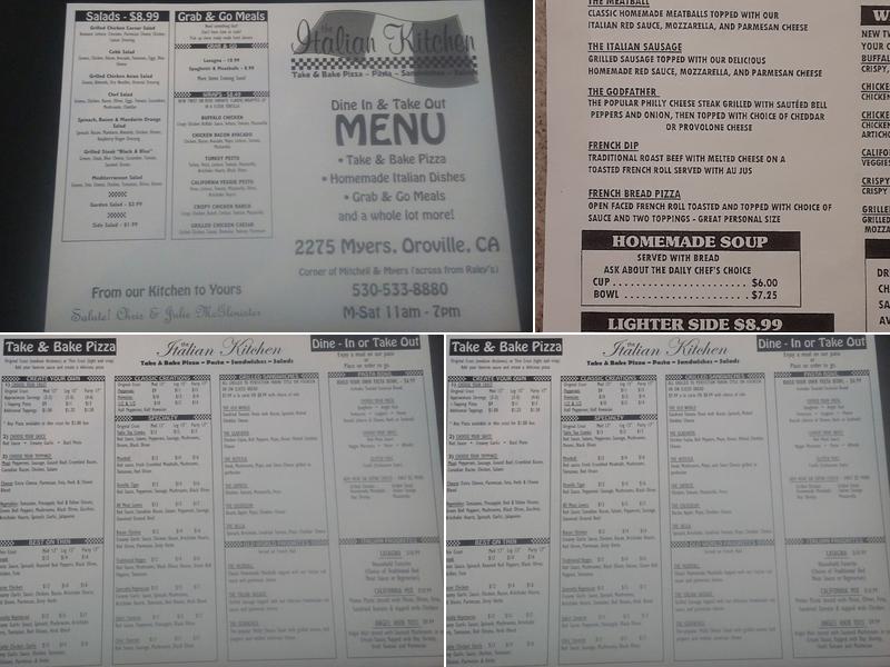 The Italian Kitchen Menu