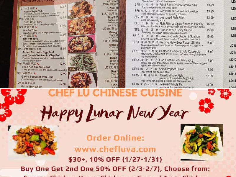 Chef Lu Chinese Cuisine Menu
