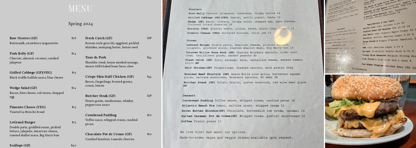 LeGrand Kitchen Menu