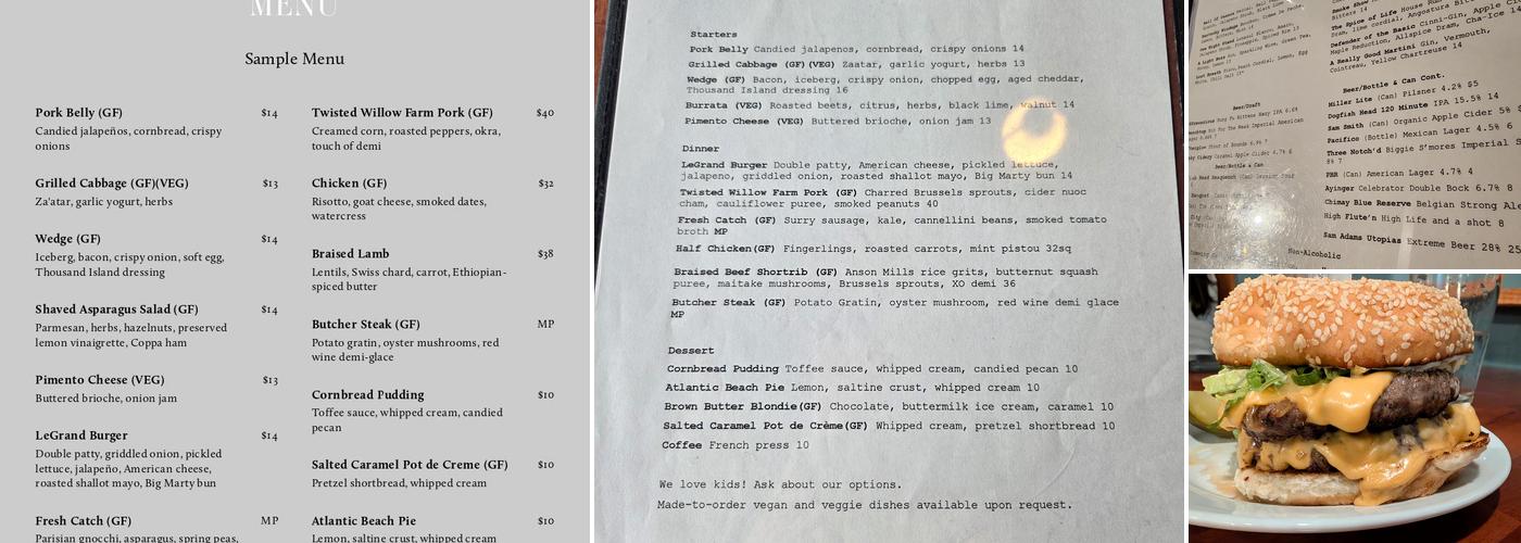 LeGrand Kitchen Menu