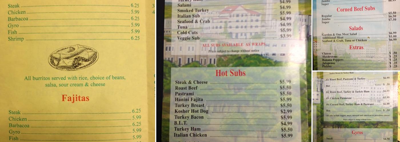Hanini subs Menu