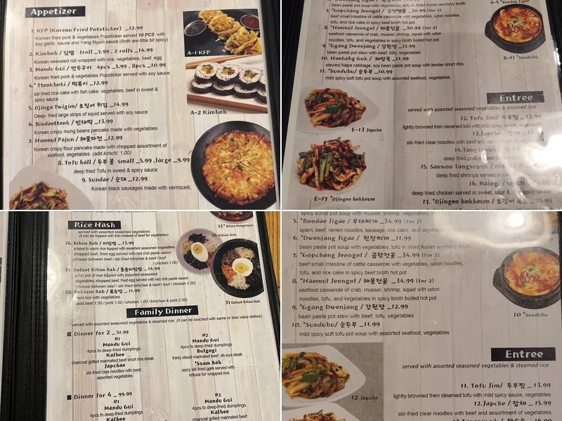 Korea House Restaurant Menu
