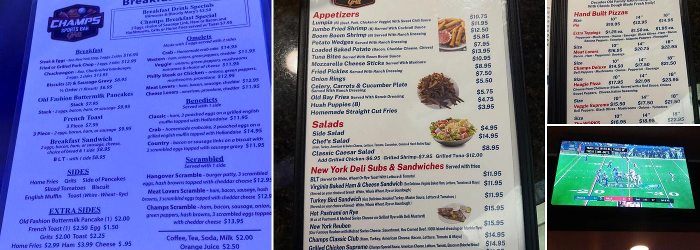 Champs Sports Bar & Grill Menu