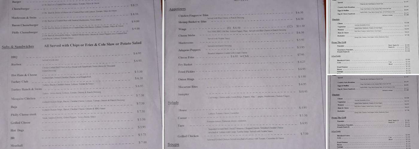 Dockside Bar & Grill Menu