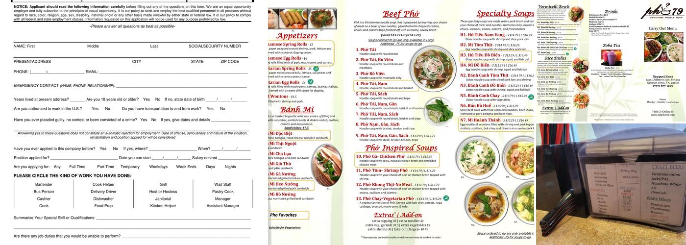 Pho 79 Menu