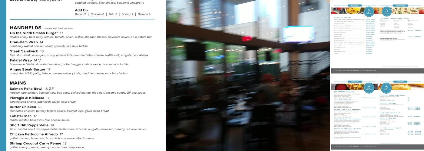 Sausalito on Ninth Menu