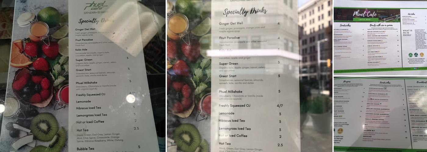 Phuel Cafe' Menu