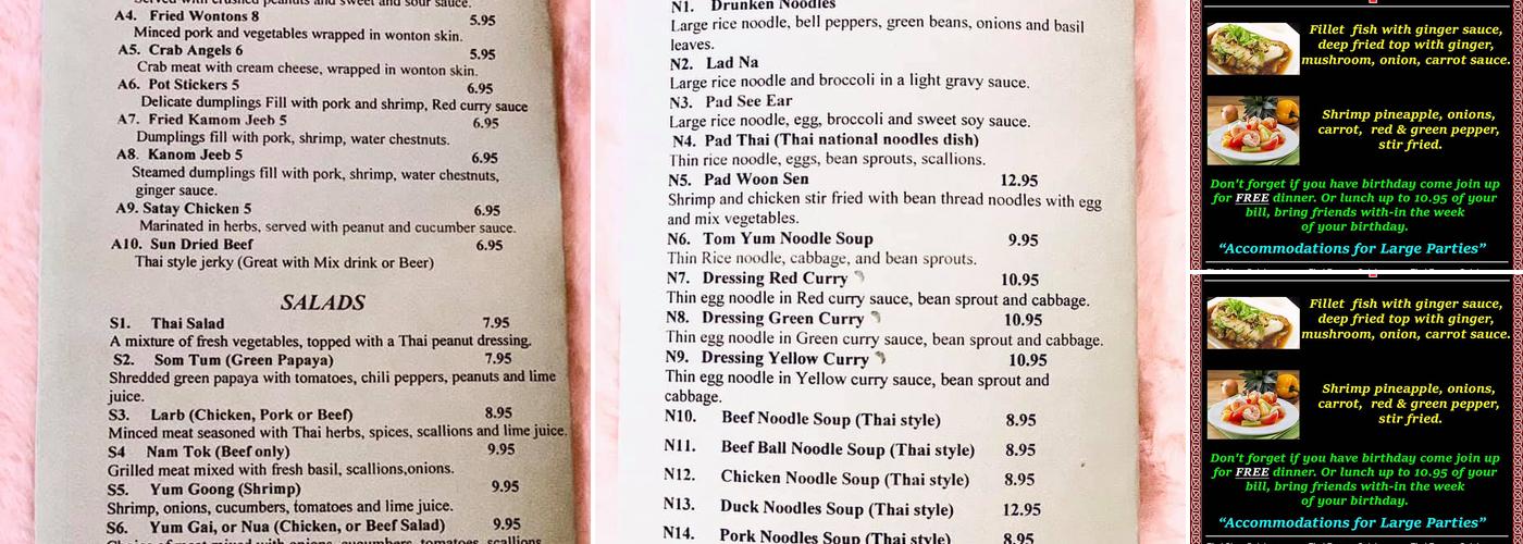 Thai Siam Menu