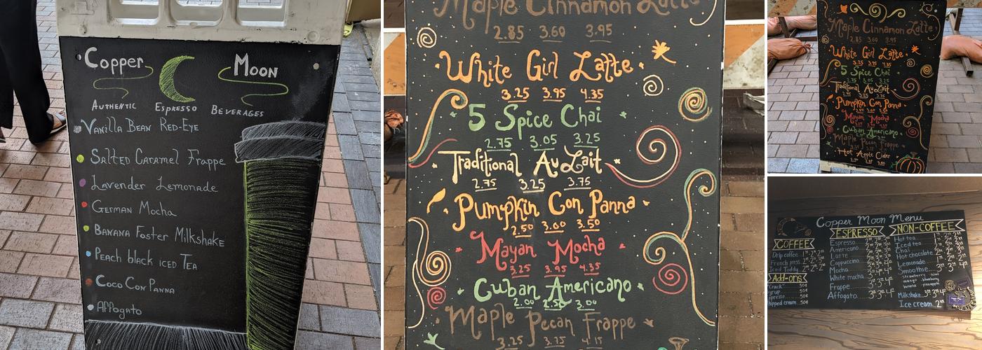 The Copper Moon Menu