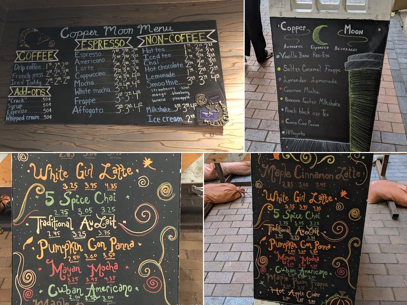 The Copper Moon Menu