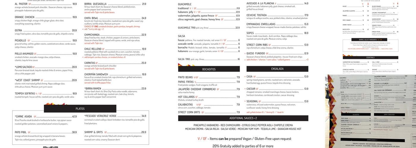 Nuevo Modern Mexican & Tequila Bar Menu