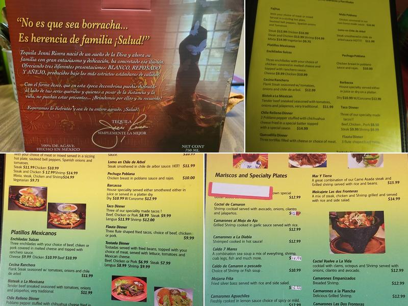 Las Dos Fronteras Menu