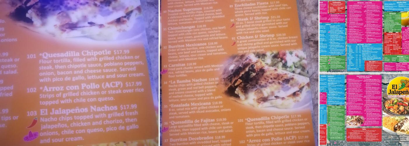 El Jalapeños Authentic Mexican Restaurant Menu