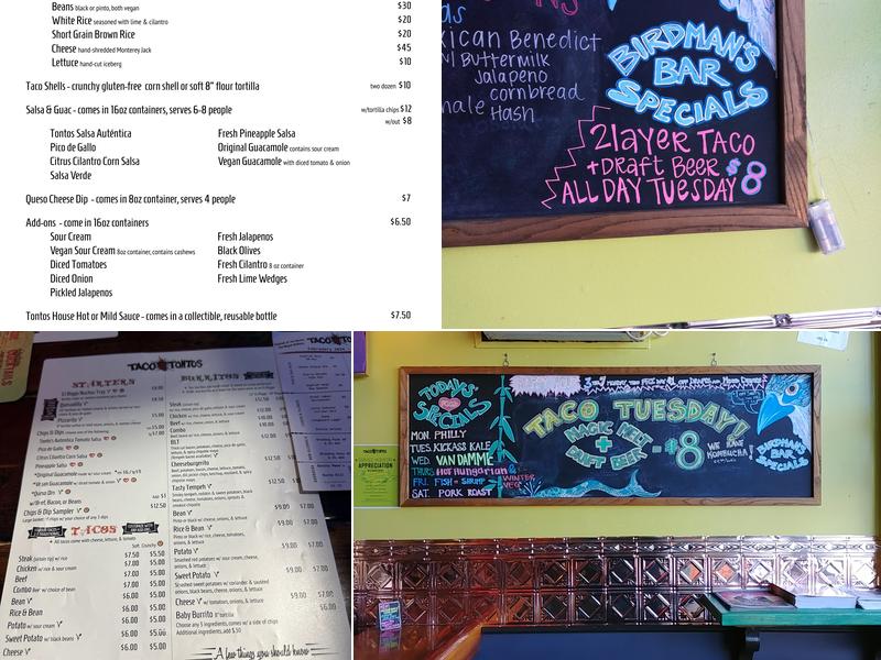 Taco Tonto's Menu