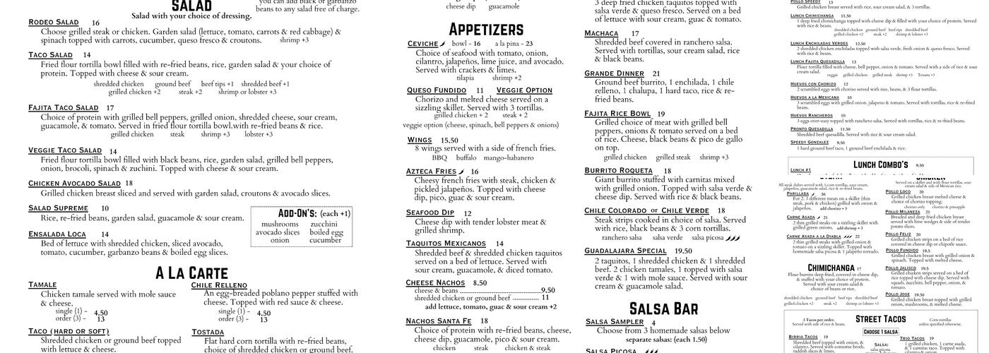 El Rodeo Mexican Restaurant Menu