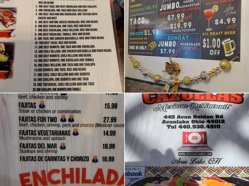 Las Cazueles Mexican Restaurant Menu