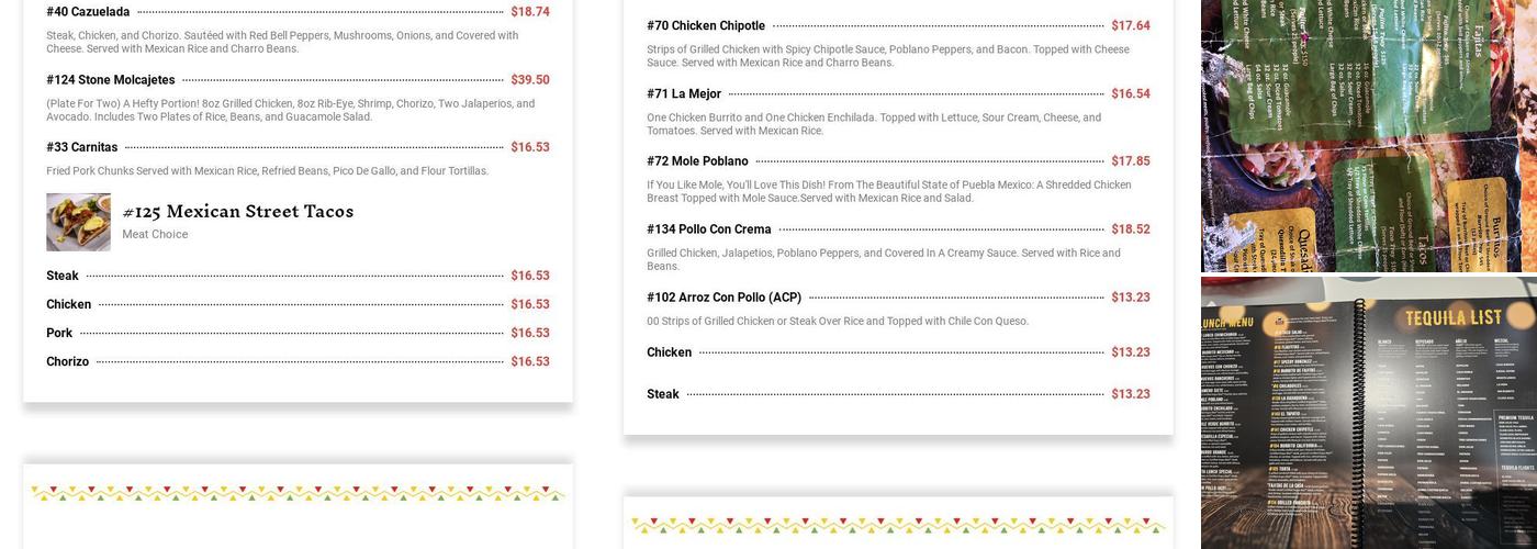 Fiesta Jalapenos Menu