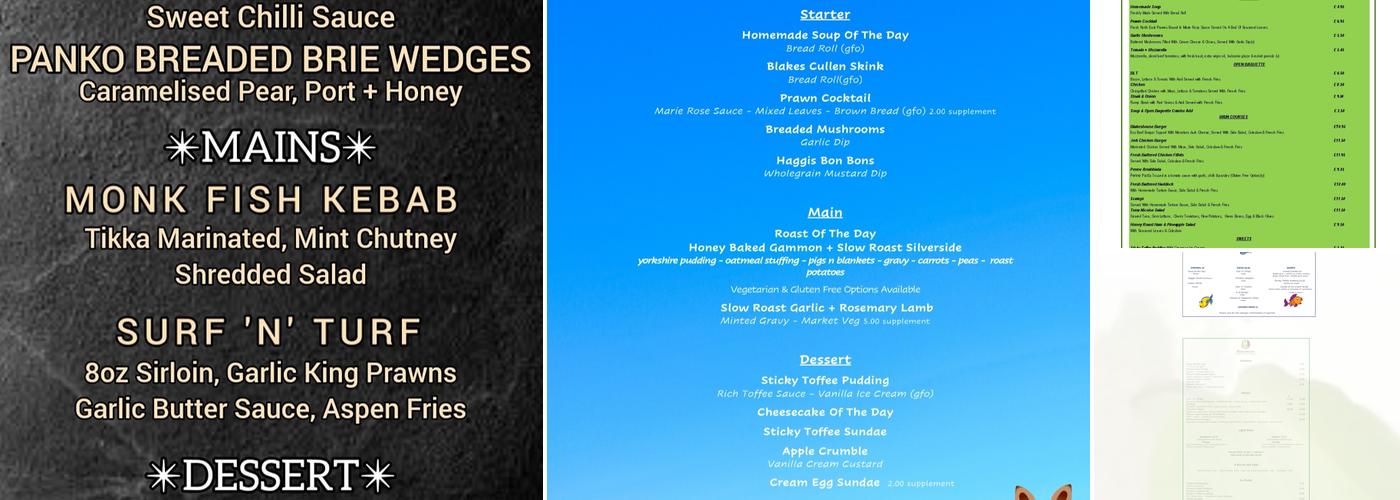 Blakeshouse Lounge Bar & Restaurant Menu