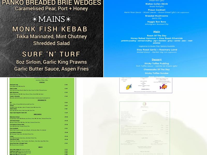 Blakeshouse Lounge Bar & Restaurant Menu
