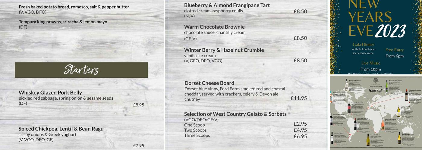 The Kings Arms Menu