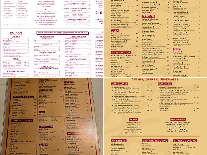 Ho Wah Menu