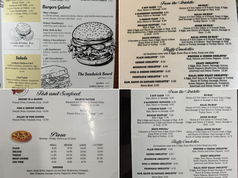 Shay's Restaurant Menu