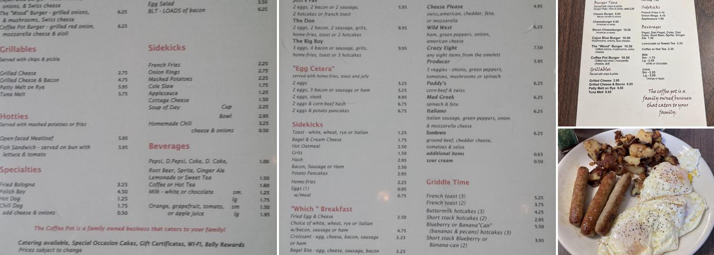 Coffee Pot Menu