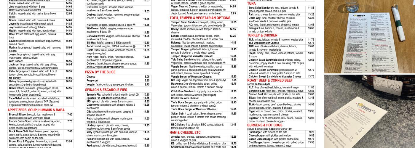 Tommy's Menu