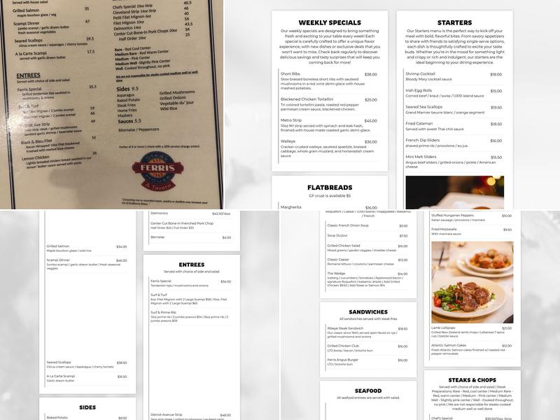 Ferris Steak House Menu