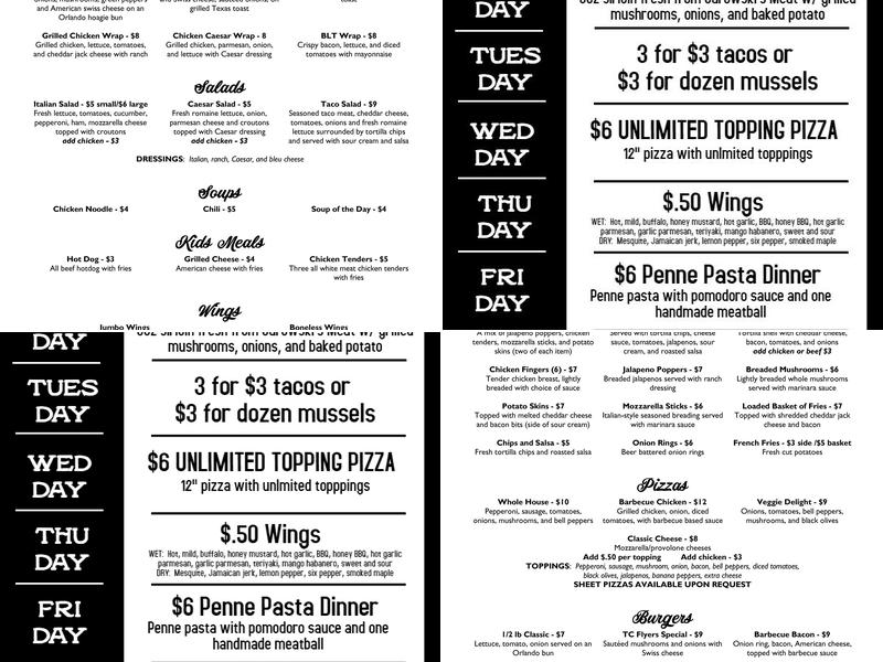 Flyers Bar & Grill Menu