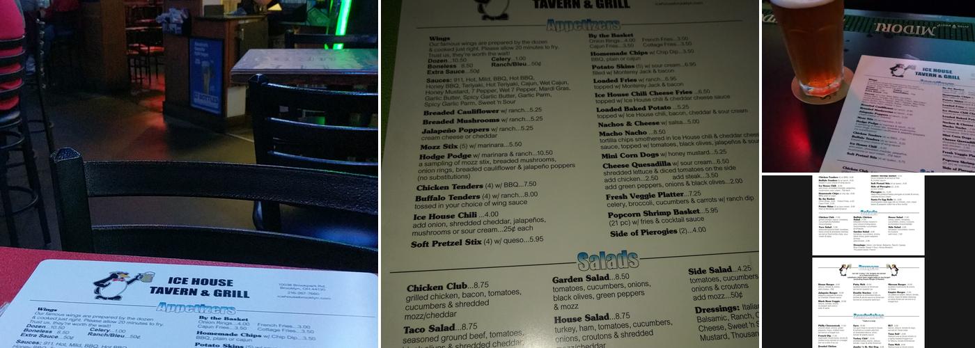 Ice House Tavern and Grill Menu