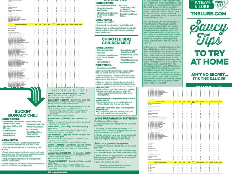 Quaker Steak & Lube Menu