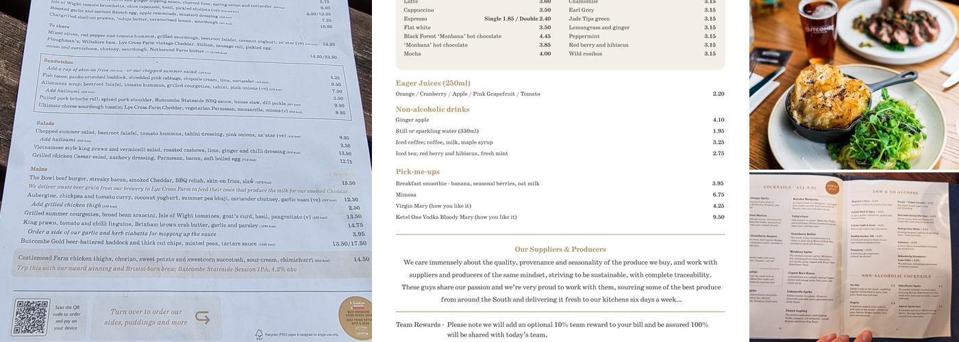 The Bowl Inn, Almondsbury Menu