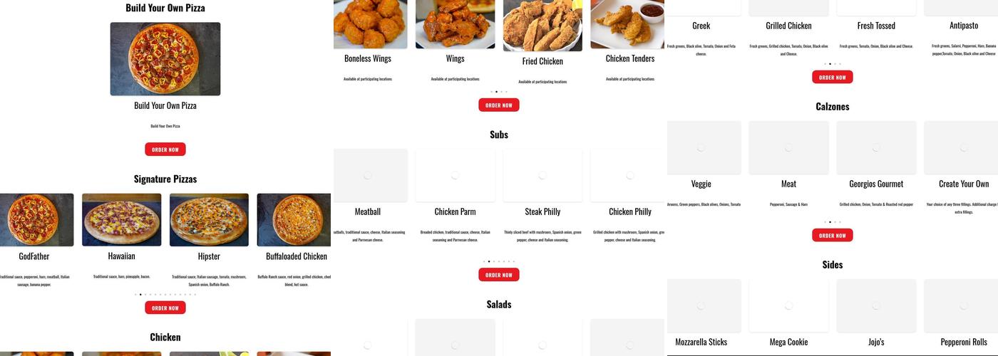 Georgio's Oven Fresh Pizza Co Menu