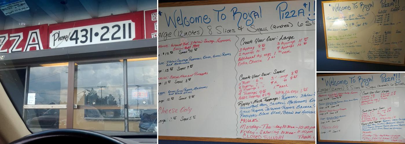 Royal Pizza Menu
