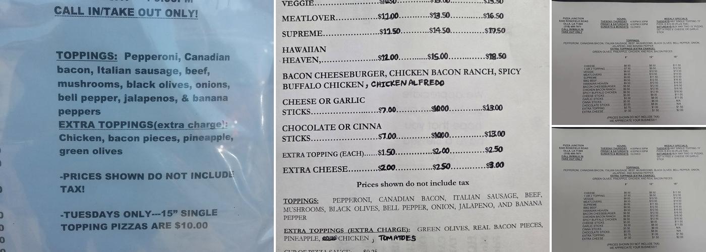 Pizza Junction Menu