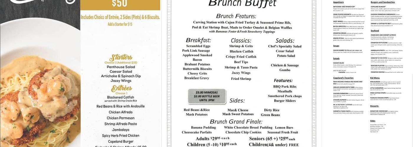 Copeland's of New Orleans Menu