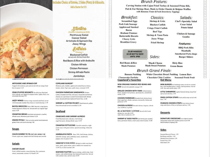 Copeland's of New Orleans Menu