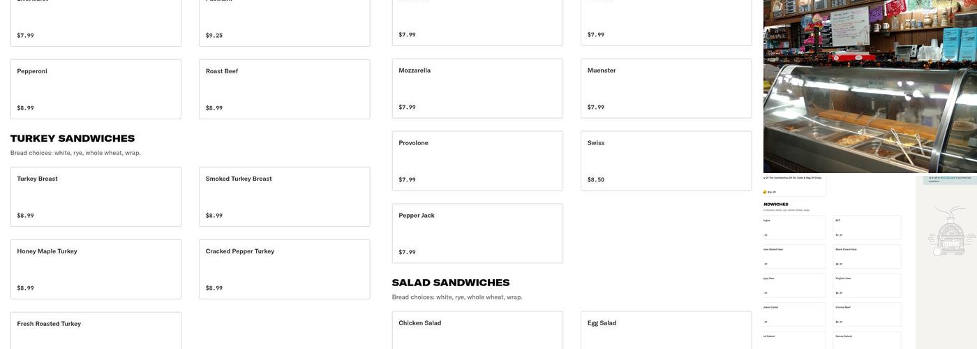 Cove Delicatessen Menu