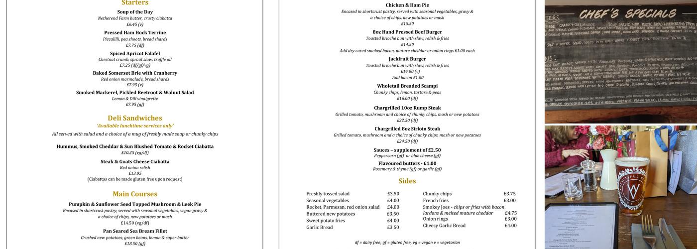 The Globe Inn, Alvington Menu