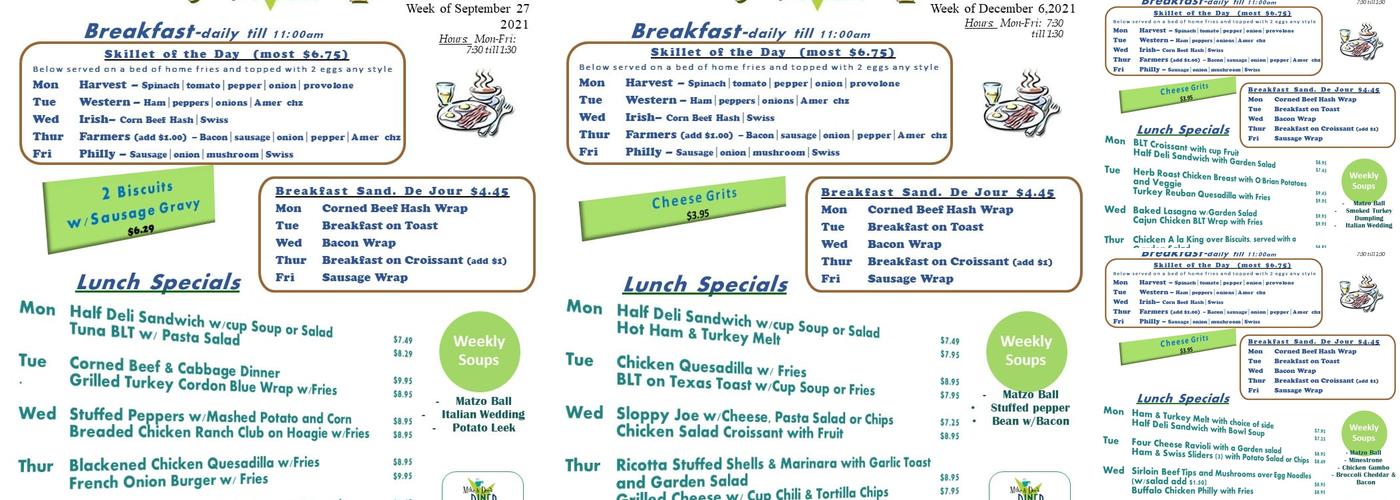 Mike & Dee's Diner Menu