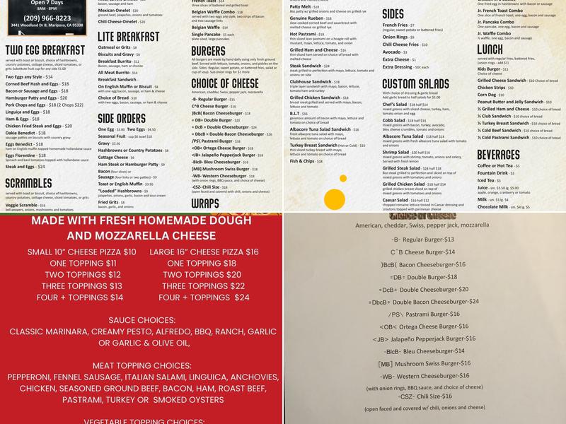 Steves Sportsman Cafe Menu
