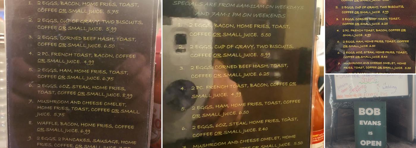 J T's Diner Menu