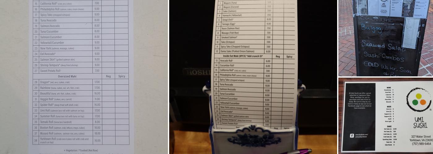 Umi Sushi Menu