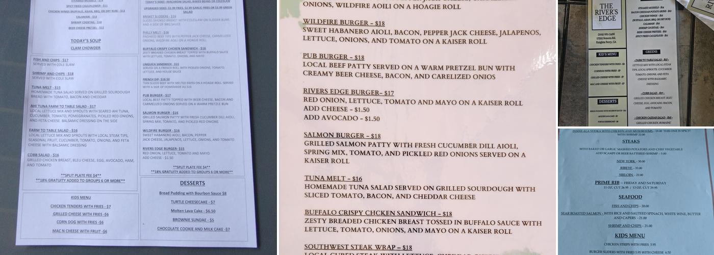 The River's Edge Menu