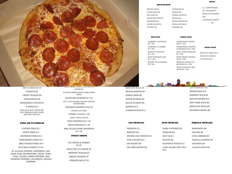 Moce Bar and Grill Menu