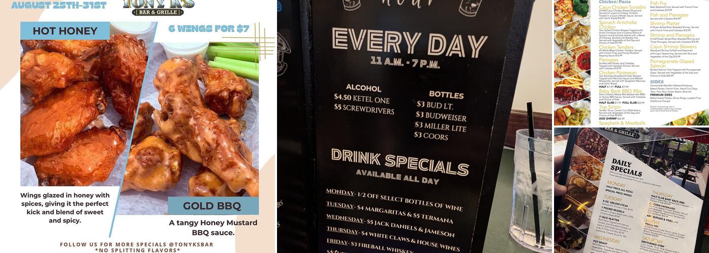 Tony K's Bar & Grille Menu