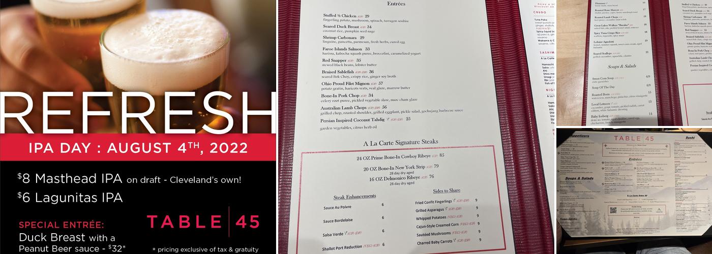 Table 45 Menu